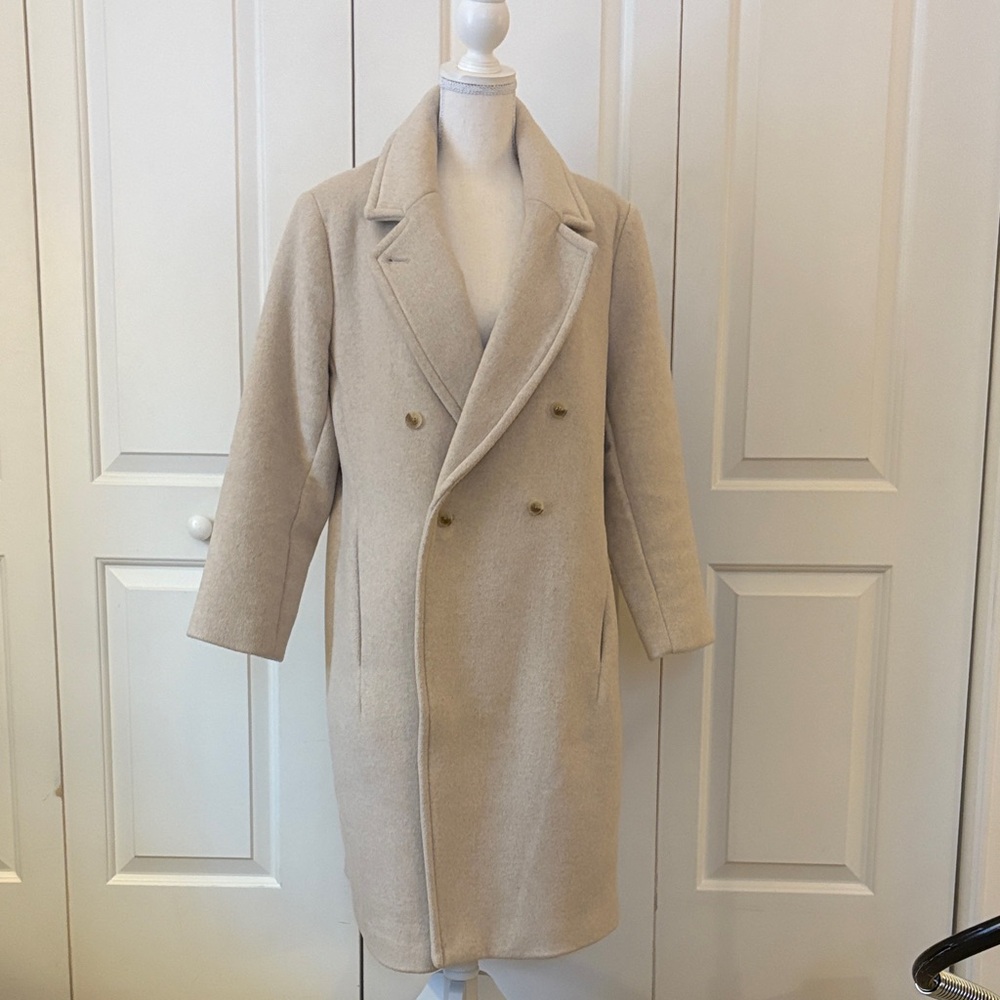 Banana Republic Cream Double-Breasted Women's Top Coat